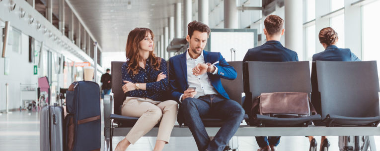 Allianz - travelers waiting on delayed flight