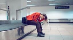 woman with delayed luggage