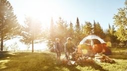 father and son camping