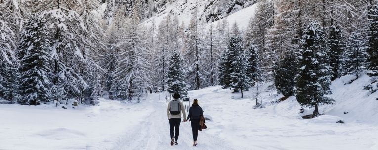 Allianz - couple hiking in winter