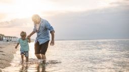 Grandfather and Grandson Trip to the Beach