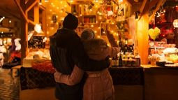 couple at holiday market
