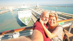 seniors taking a selfie on a cruise ship