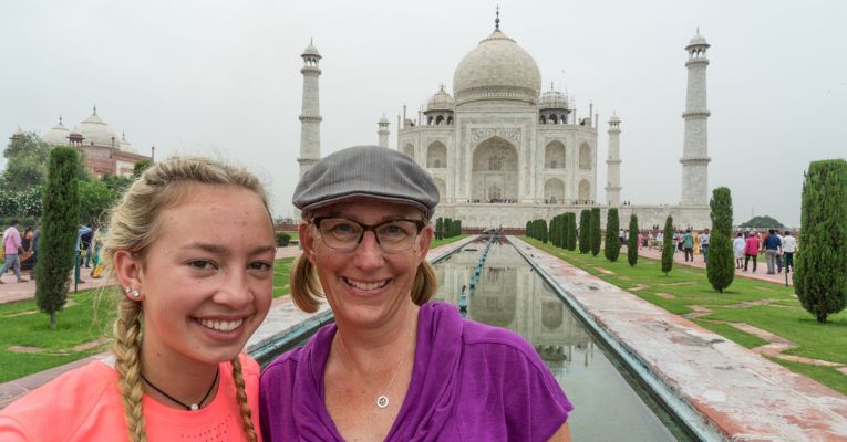 Sherry and her niece in India