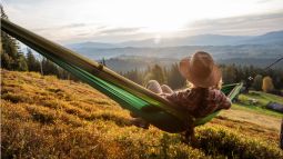 hiker resting in hammock